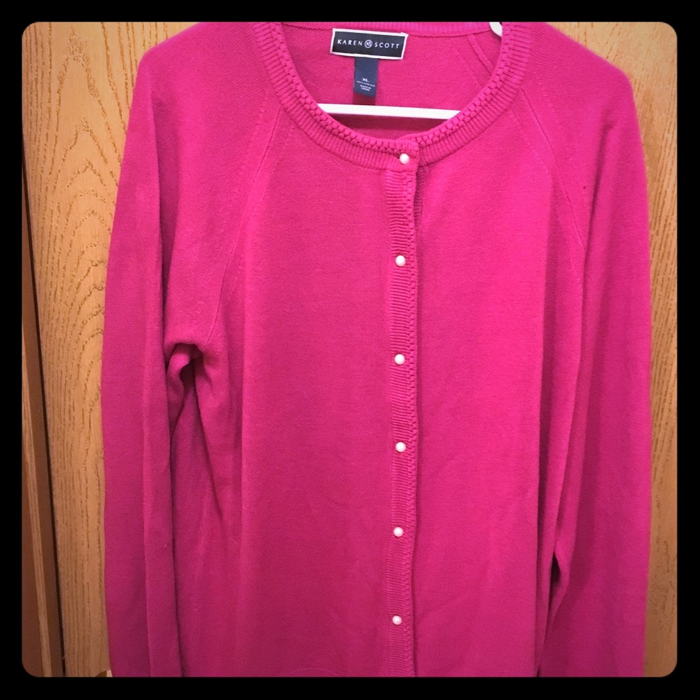 Pink cardigan sweater